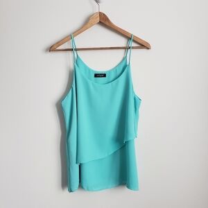 ⭐3/$25⭐ Eclipse Teal Turquoise Layered Chiffon Flowy Camisole Tank Top Size L